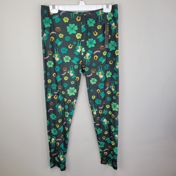 Luck Of The Irish‎ St. Patrick's Day Poly Spandex Ankle Leggings Extended Plus - Picture 1 of 7
